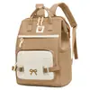 Nueva mochila de almacenamiento de color block suave con múltiples compartimentos para madres, adecuada para pasear y cuidar niños, mochila de mamá portátil