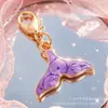 Pingente de Chaveiro de Liga de Esmalte Roxo Sereia Fecho Lagosta Pingente Acessórios de Joias DIY Material Atacado