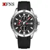 Marca OFNS Amazon Moda Caliente Tendencia Reloj de Calendario Simple para Hombre Deportivo Resistente al Agua Tres Ojos Seis Manecillas Reloj de Cuarzo para Hombre