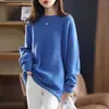 Suéter de Cuello Redondo Europeo y Americano Estilo Coreano para Mujer Capa Base Holgada Otoño e Invierno Nuevo Estilo Ropa Interior Talla Grande Versátil Tejido de Punto Manga Larga