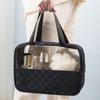 Nueva Bolsa de Maquillaje de Lujo Ligero de Gama Alta a Cuadros de PU de Alto Valor, Impermeable, Gran Capacidad, Portátil, Bolsa de Viaje, Organizador de Artículos de Tocador