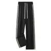 Calça de Moletom Masculina Estilo Americano Primavera e Outono Nova Listra Lateral Casual Cintura Alta Confortável Perna Reta Calças Femininas