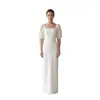 Al por mayor transfronterizo vestido de novia luz blanca cuello cuadrado simple estilo nuevo lujo ligero vestido para ceremonia de compromiso estilo Mori temperamento moderno