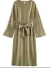 Ropa Europea y Americana Transfronteriza para Mujer AliExpress Venta Caliente Moda Textura de Satén de Seda Vestido Midi