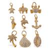 Estilo Ins Estilo Playa Exquisito Incrustado Strass Estrella de Mar Cocotero Colgante DIY Colgante de Collar Accesorios para Pulsera de Acero Inoxidable