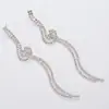 Moda Europeia e Americana Longos Brincos de Franja com Strass para Noiva Acessórios de Temperamento para Jantar de Socialites Brincos E372