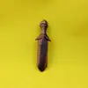 Espada de Madera de Melocotonero Rayada por el Rayo, Espada de Madera con Encaje de Cabeza de Dragón, Llavero de Accesorios Portátiles de Madera Maciza, Espada de Madera de Lagerstroemia, Completamente Tallada a Mano
