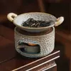 Estufa para tostar té con patrón de roca de fábrica, bandeja para tostar té, juego de té de cerámica, potenciador de aroma de té, estufa para calentar y tostar té calentada con vela