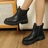 Botines Casuales Negros Talla Grande para Mujer 2026 Otoño Invierno Nuevos Versátiles Cremallera Lateral Pequeñas Delgadas Modernos Botas Martin para Mujer