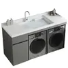 Lavadora y secadora de tambor multifunción para balcón, con lavabo superior y frotador, nueva lavadora y secadora de aluminio con doble tambor.