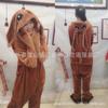 Ropa de dormir de animales de dibujos animados de Capibara Conejo Polvo Oso Marrón Franela para Hombre y Mujer Ropa de Casa de Pareja Otoño e Invierno
