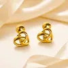 Brincos de aço titânio em formato de coração para mulheres, não desbotam, ear cuffs de alta qualidade e elegantes, design de rosca para evitar perdas, brincos de pérola redonda fosca