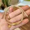 Bolso Estilo Libro Rojo Pequeño, Baguette de Cuerda de Cuero Trenzada de Gato, Pulsera Arena Dorada para Mujer, Regalo para Novia, Artículo Popular de Celebridad de Internet