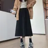 Falda de terciopelo de algodón, modelo otoño 2026, de cintura alta, adelgazante, línea A, bajo amplio, falda de paraguas, elegante, falda de longitud media