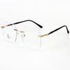 Montura de gafas cuadradas sin marco estilo coreano gafas vintage anti-luz azul columpio decorativo de perla reparación de cara gafas lisas