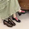 Zapatos de Ballet Planos Cuadrados de Piel Suave con Punta de Cerdo para Mujer, Zapatos Mary Jane con Tira Cruzada Elástica Estilo Francés, Nuevas Llegadas de Primavera