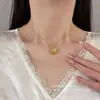 En Stock "Fortuna" Collar de Cesta Vintage Tridimensional Tejido Estilo Cesta con Incrustaciones de Perlas y Pedrería, Elegante Accesorio de Cadena para la Clavícula