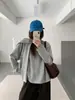 Moletom de Veludo Huang Zheng Estilo Coreano Cor Lisa Gola Redonda para Mulheres 25 Outono e Inverno Solto Espessado Xale Conjunto de Duas Peças Superior 541086