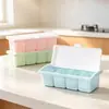 Caixa de Temperos com 4 Compartimentos Plástico Multifuncional Sal e Glutamato Monossódico Caixa de Temperos Divisor de Cozinha com Colher e Tampa Pote de Temperos