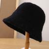 Sombrero de Pescador Cálido Retro Simple de Otoño e Invierno Sombrero de Cubo Tejido para Adelgazar la Cara Sombrero de Cubo Engrosado de Mezcla de Lana Polar y Pelo de Conejo para Mujer