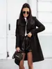 Abrigo cruzado europeo y americano para Amazon otoño e invierno, con cuello, de un solo botón y cinturón, chaqueta estilo gabardina casual para la oficina y el trabajo.
