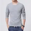 Camiseta de manga larga para hombre, otoño e invierno, camiseta ajustada de manga larga, camiseta juvenil de color liso, ropa superior, publicidad en blanco