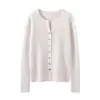 Nuevo Cárdigan de Cachemira para Mujer Otoño/Invierno 2026, Cárdigan de Punto Acanalado, Chaqueta Coreana de Manga Larga Ajustada con Botones