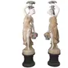 Fornecimento de Esculturas Coloridas Estilo Europeu em Mármore, Lâmpadas Esculturas Grandes Quadradas em Pedra Estilo Ocidental, Ornamentos de Arte Escultura Humana