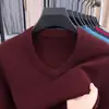 Suéter de Gola V Cruzada e Decote Coração Masculino Inverno Novo Casual Espessado Quente Lavável à Máquina Segunda Pele Suéter de Lã Masculino