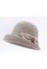 Sombrero Francés de Otoño e Invierno Lazo Sombrero de Lana para Montar de Madre Sombrero Cubo Grueso Cálido Temperamento Versátil Elegante Sombrero