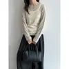 Camisole de malha em camadas estilo coreano Luxi para mulheres, nova coleção de outono, camisa base com etiqueta simples tecida com letras ss1033