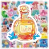 50 Pegatinas Lindas de Cristal Morado Graffiti Japonesas y Coreanas para Tazas de Agua, Cuadernos, Diarios, Patinetas, Cascos de Bicicleta