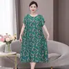 Nuevo Camisón de Algodón Seda con Clase para Madres Jóvenes para Mujer Verano Señoras de Mediana Edad Floral Holgado Talla Grande Falda de Algodón Artificial