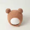 Gorro de lana de felpa para bebé de otoño e invierno con doble pompón para niños y niñas, gorro infantil cálido tipo jersey que protege las orejas y es a prueba de frío