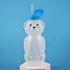 Botella de Oso de Peluche Pe al por Mayor Botella Creativa Transparente para Té de Leche Oso Violento Taza de Aprendizaje para Beber Botella de Plástico para Bebidas Botella de Empaque para Miel
