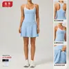 Conjunto de Saia-Shorts de Tênis Color Block Estilo Europeu e Americano para Mulheres, Top Esportivo à Prova de Impacto, Suporte, Secagem Rápida, Conjunto de Duas Peças