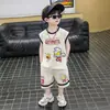 Conjunto de Regata de Basquete de Verão para Meninos, Conjunto Esportivo Elegante de Duas Peças para Crianças, Roupas Finas para Meninos