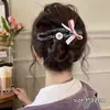 Pinza para el pelo de flor de punto de felpa de alta gama para otoño e invierno, pasador no irritante para la parte trasera de la cabeza, pinza de garra