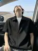 Cárdigan de Punto Estilo Old Money Camisa Polo de Manga Corta para Hombre, Verano Estilo Americano de Alta Gama Hombro Normal Talla Grande Camiseta de Media Manga