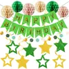 Set de decoración temático de fiesta de cumpleaños multicolor transfronterizo con guirnalda de pentagrama, pancarta de banderines de panal en espiral