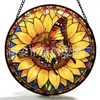 Colgante de Cristal de Colores Cruz Girasol Mariposa Adorno de Cristal para Colgar en Casa Decoración de Ventana Atrapasoles para Jardín