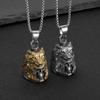 Colgante de campana con forma de calavera y casco de lobo de oficial de bandera romana de acero inoxidable chapado en oro, estilo motocicleta transfronterizo europeo y americano.