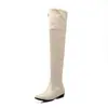 Tamanho 34-48 em estoque Botas de Montaria Bico Redondo Salto Baixo Pelo Sintético Botas Longas Zíper Lateral Botas Femininas 3313