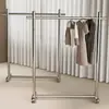 Cabideiro de chão em aço inoxidável, adequado para quartos residenciais, lojas de roupas e como um expositor de roupas móvel.; varal de roupas de haste dupla
