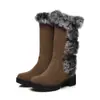 20 Nuevas Botas Casuales de Invierno para Mujer, Botas de Media Caña Escarchadas, Tacón Bajo, Piel de Conejo, Botas de Nieve, Fábrica de Comercio Exterior
