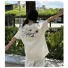 Camiseta de Manga Corta con Cuello Redondo y Bordado de Mariposa, Marca de Moda para Mujer, Nuevo Estilo Verano 2026, Top Holgado de Manga Media Nicho para Parejas
