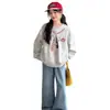 Blusa longa feminina da moda e casual estilo coreano, simples e estilosa, perfeita para primavera e outono, nova blusa de moletom casual e de corte solto