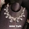 Joyería Retro Italiano Ola Gota de Agua Collar con Piedra Grande Banquete Couture Juego de Pendientes de Cristal Brillante