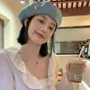 Gorro de Pana Retro Estilo Dongdaemun Holgado con Visera, Boina de Calle Primavera y Verano para Mujer, Gorro de Artista para Adelgazar el Rostro