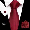 Corbata azul de tres piezas para hombre, corbata formal, suministro directo de fábrica, transfronterizo